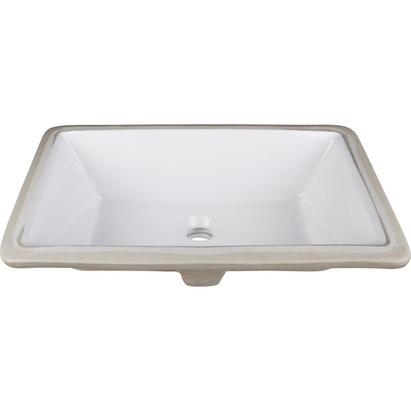 Hardware Resources 18-1/2" Lx11-1/8" W White Rectangle Undermount Porcelain Bathroom Sink With Overflow H8910WH - main